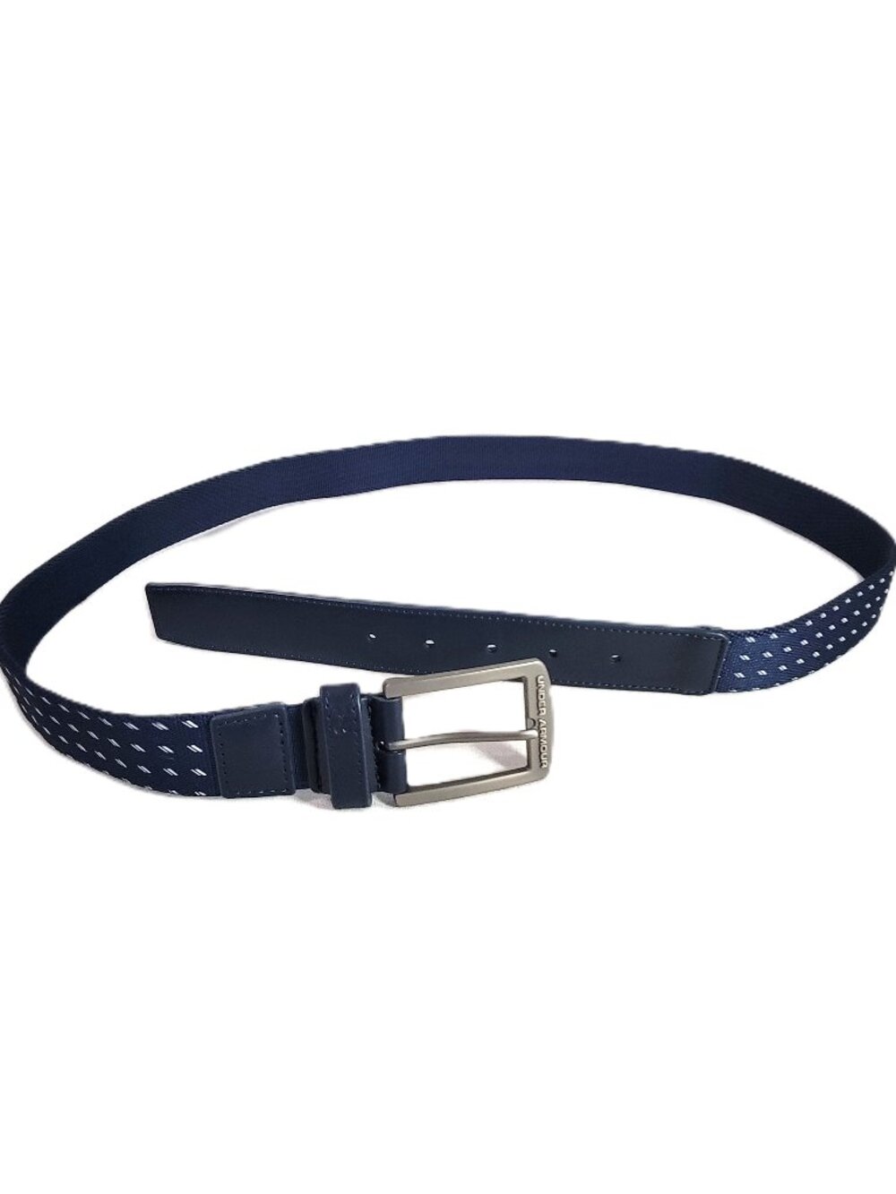 Under Armour Mens Performance Stretch Golf Belt Navy Blue White Dashes Size 42
